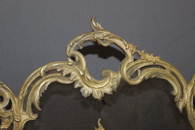 Ecran de cheminée Louis XV en bronze fin XIX