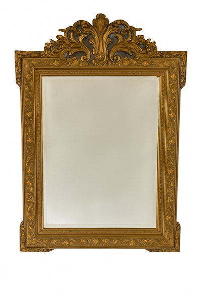 Grand miroir ancien doré à la feuille – France, XIXe siècle – Style Baroque Renaissance
