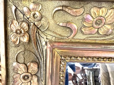 Grand miroir ancien doré à la feuille – France, XIXe siècle – Style Baroque Renaissance