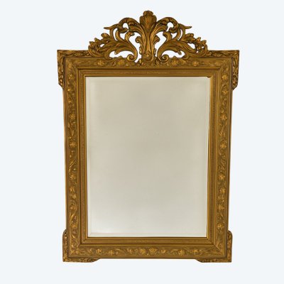 Grand miroir ancien doré à la feuille – France, XIXe siècle – Style Baroque Renaissance