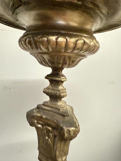 Splendid 18th century candlestick, in silver-plated metal 97x25.