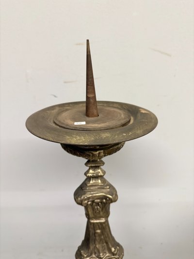 Splendid 18th century candlestick, in silver-plated metal 97x25.