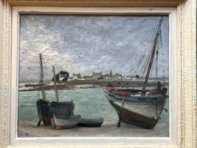 Lobster boat in front of Tudy Island, Brittany, Finistère