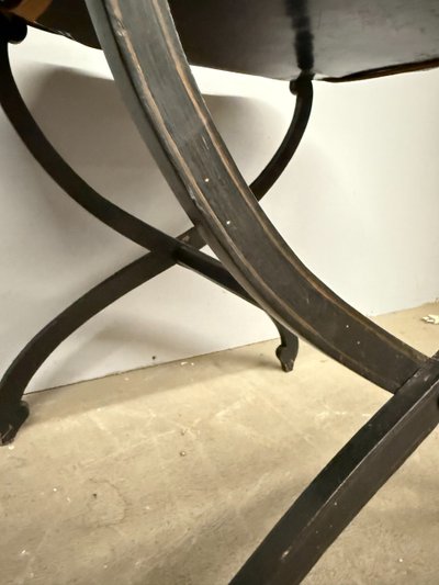 Base de table de pique-nique des années 1850 avec plateau peint, base en bois, 52x56x64cm
