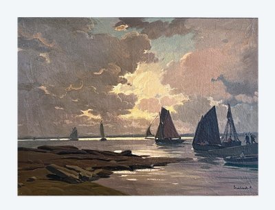 Departure of the boats, backlight, Brittany, Concarneau, Paul Eschbach