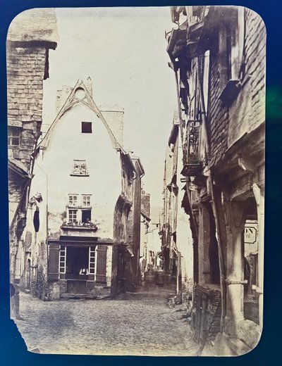Old photo of the center of the town of Vitré, Brittany, 19th century