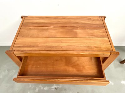 Cassettiera in olmo massello, Maison Regain, circa 1970