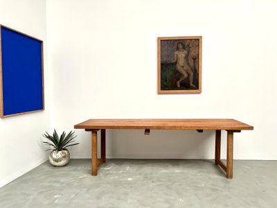 Grande table de ferme brutaliste en hêtre 
