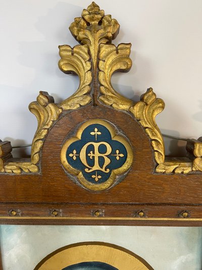 Grand triptyque de dévotion en bois massif – Abbaye de Bonnefontaine – XIXᵉ siècle