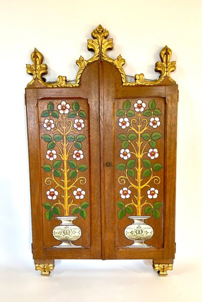 Grand triptyque de dévotion en bois massif – Abbaye de Bonnefontaine – XIXᵉ siècle