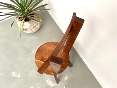 Brutalist chair in solid oak, 1900