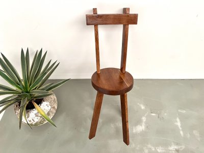 Brutalist chair in solid oak, 1900