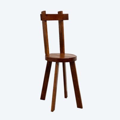 Brutalist chair in solid oak, 1900