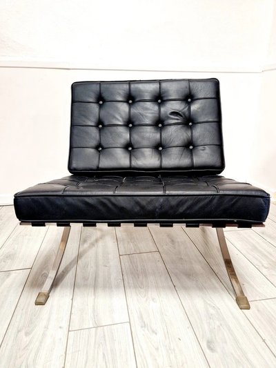 Chaise Lounge et Pouf de Style Mi-Siècle de Barcelone