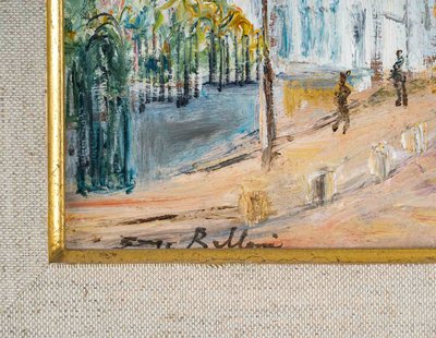Serge Belloni (1925-2005) - Montmartre Rue de l’abreuvoir au printemps huile sur bois vers 1980