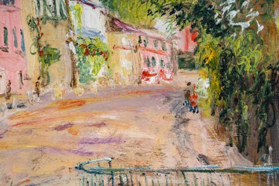 Serge Belloni (1925-2005) - Montmartre Rue de l’abreuvoir au printemps huile sur bois vers 1980