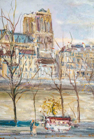 Serge Belloni (1925-2005) - Pont Louis Philippe, les Quais de Seine et Notre-Dame huile sur bois