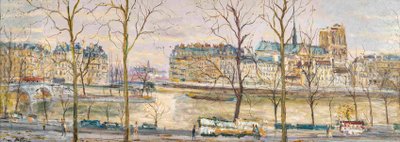 Serge Belloni (1925-2005) - Pont Louis Philippe, les Quais de Seine et Notre-Dame huile sur bois