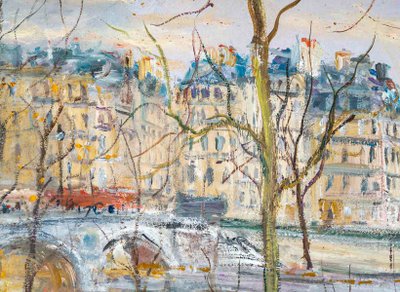 Serge Belloni (1925-2005) - Pont Louis Philippe, les Quais de Seine et Notre-Dame huile sur bois