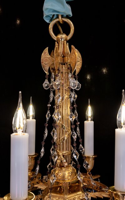 Revolutionary Attributes chandelier in chiseled and gilded bronze, 19th century
