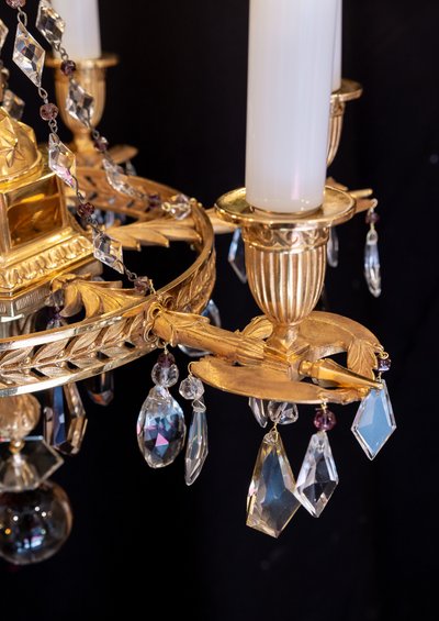 Revolutionary Attributes chandelier in chiseled and gilded bronze, 19th century