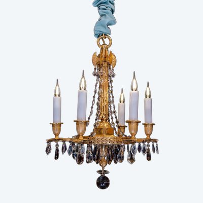 Revolutionary Attributes chandelier in chiseled and gilded bronze, 19th century