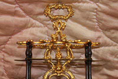 Napoleon III curved liqueur cellar in tuya burl and blackened pear wood, 19th century