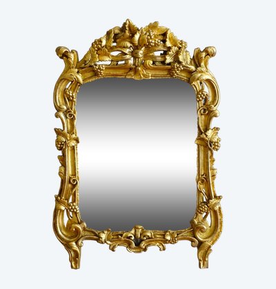 Miroir en bois doré, glace au mercure, travail Provencal d'époque Louis XV - Transition