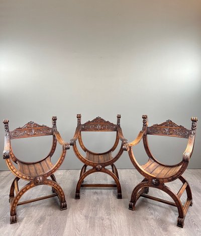 Suite de Trois Fauteuils de Style Renaissance, XIXe siècle