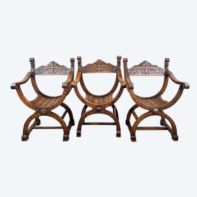 Suite de Trois Fauteuils de Style Renaissance, XIXe siècle