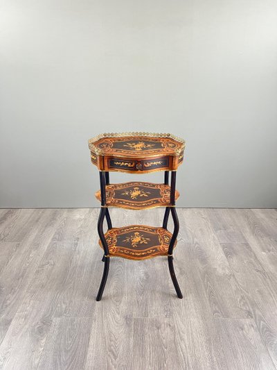 Elegant Marquetry Shelf Table, Napoleon III Period