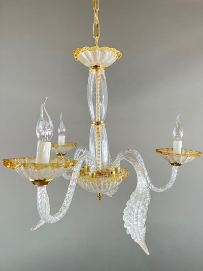 Murano glass chandelier with three lights, 20th century