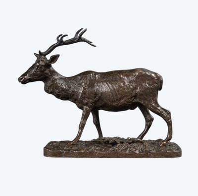 Scultura - Il cervo che cammina, Pierre-Jules Mêne (1810-1879) - Bronzo