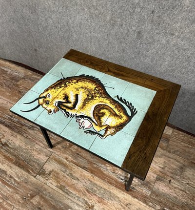 Vintage Ceramic Bull Coffee Table Circa 1960  