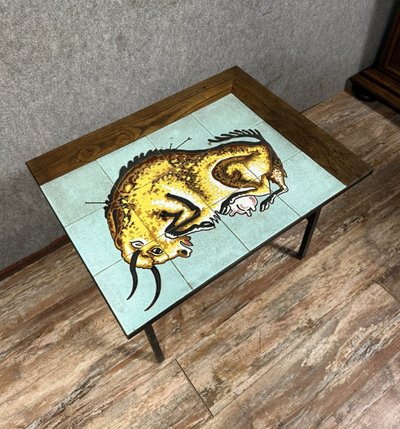 Vintage Ceramic Bull Coffee Table Circa 1960  