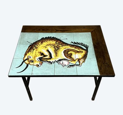 Vintage Ceramic Bull Coffee Table Circa 1960  