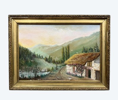 Dipinto di scuola francese, inizio XX secolo, olio su tavola, firmato