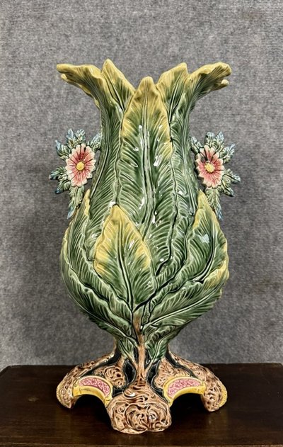 Very Important Butterfly Vase From The Art Nouveau Period In Barbotine
