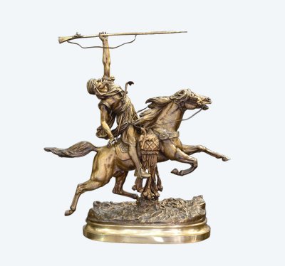 Sculpture - La Fantasia Arabe , Prosper Lecourtier (1851-1924) - Bronze