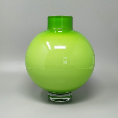 Magnifique vase vert des années 1970 par Ind. Vetraria Valdarnese. Fabriqué en Italie.