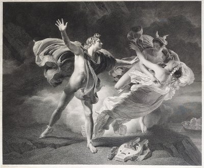 Orphée Et Eurydice Gravure Mythologique Néo-classique  d'après Drolling 19ème