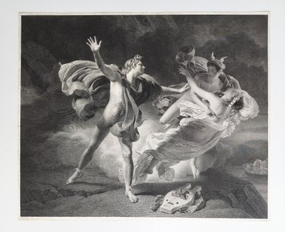 Orphée Et Eurydice Gravure Mythologique Néo-classique  d'après Drolling 19ème
