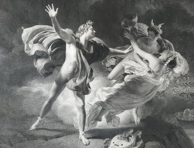 Orphée Et Eurydice Gravure Mythologique Néo-classique  d'après Drolling 19ème