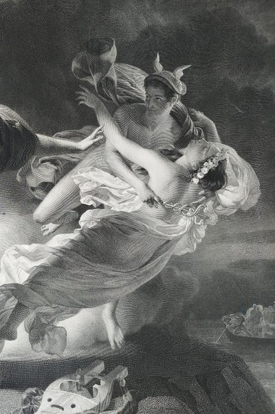 Orphée Et Eurydice Gravure Mythologique Néo-classique  d'après Drolling 19ème
