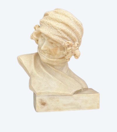 ALABASTER SCULPTURE FROM THE 1930S REPRESENTING A PORTRAIT OF A WOMAN WITH A HAT