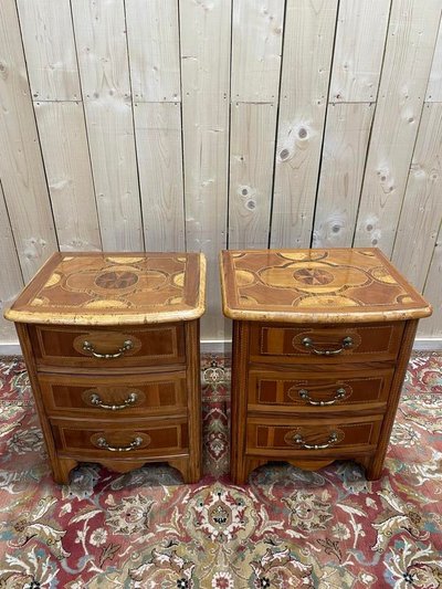Pair of tables of chevet or pair of small Louis XIV style dresser