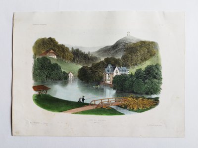 Lithograph By Victor Petit  Burgundy Landscape 19th Century Old Print
