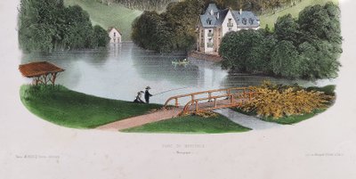 Lithograph By Victor Petit  Burgundy Landscape 19th Century Old Print