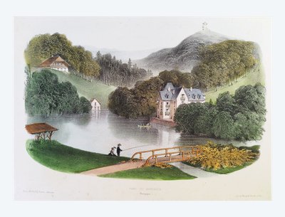 Lithograph By Victor Petit  Burgundy Landscape 19th Century Old Print