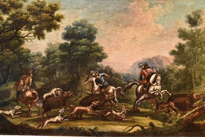 Christian Reder (Leipzig 1656 - Rom 1729), Landschaft mit Wildschweinjagd